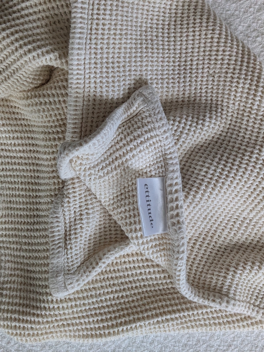 ettitude Cream Waffle-Knit Spa TOWEL